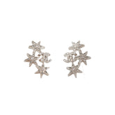 Chanel Star Logo Rhinestone Silver Earrings Costume Jewellery
